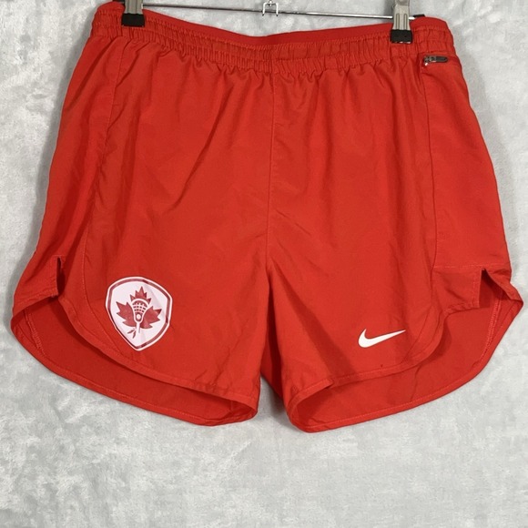 Nike Pants - Nike Dri Fit Womens Lined Running Shorts M Red Drawstring 4" Lacrosse Zip Pocket